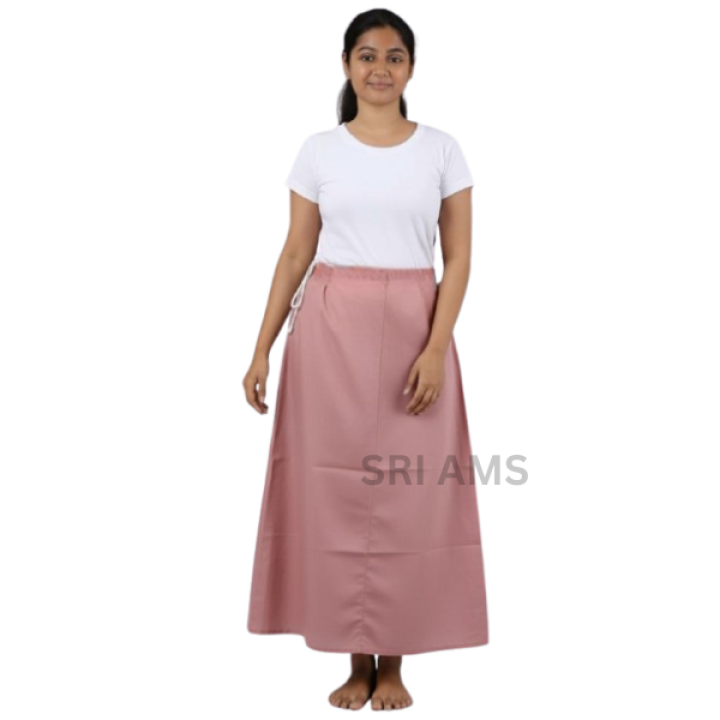 WOMEN'S SOLID COTTON ROSE COLOUR PETTICOAT