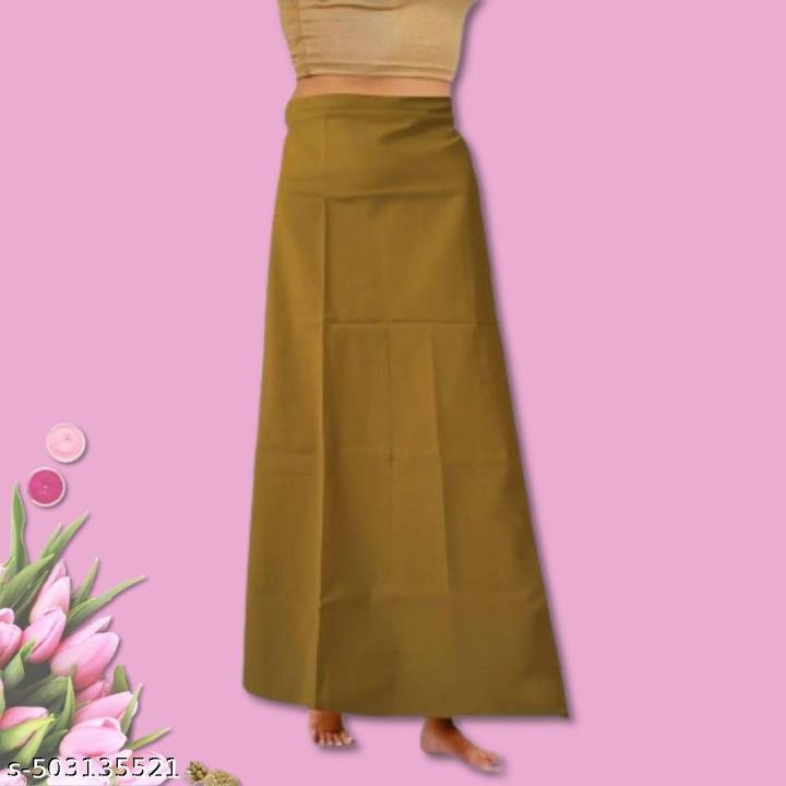 SRI AMS WOMENS COTTON PETTICOAT 8 PART (EMBROIDERY DESIGN ,KHAKI)