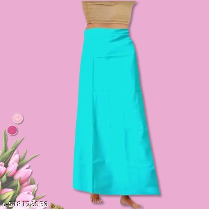 SRI AMS WOMENS COTTON PETTICOAT 8 PART (EMBROIDERY DESIGN ,AQUA BLUE)