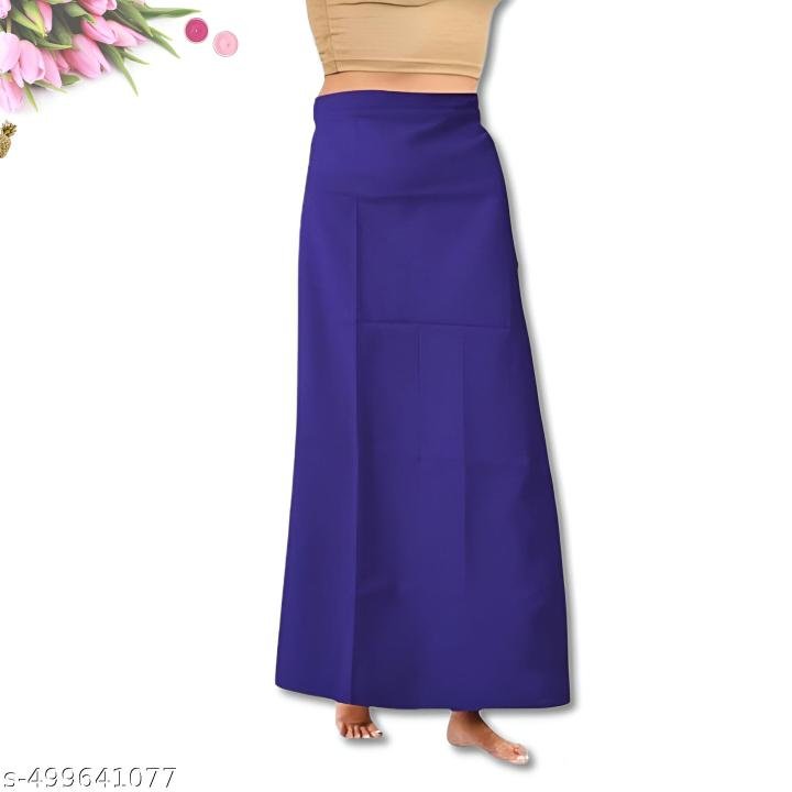 SRI AMS WOMENS COTTON PETTICOAT 7 PART (EMBROIDERY DESIGN , INK BLUE)